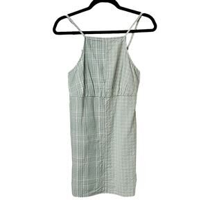 American Eagle Outfitters Green Seersucker Patchwork Mini Dress Womens M NWT